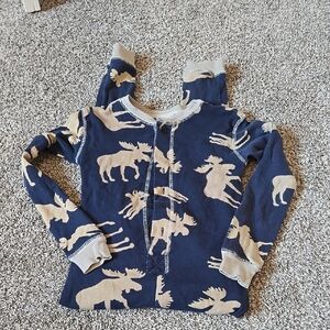 Kids Moose Print Blue And Tan Pajamas